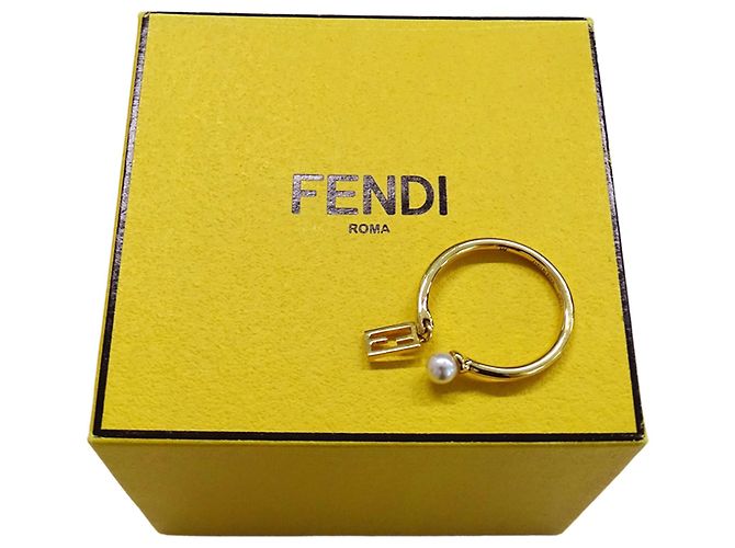 Fendi Ring aus Goldmetall mit Kunstperle Golden - Ansicht 6