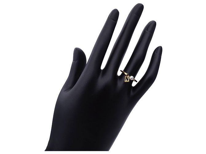 Fendi Ring aus Goldmetall mit Kunstperle Golden - Ansicht 7