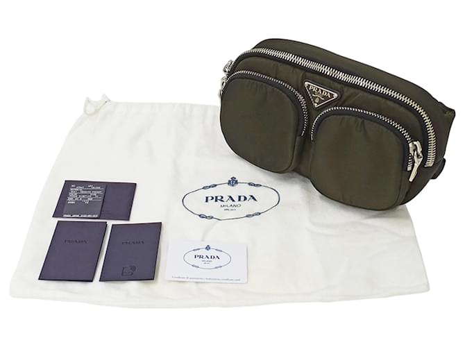 Borsa in nylon kaki Prada Cachi - vista 7