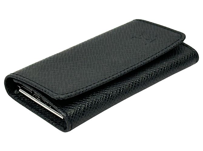 Porte-clés en cuir Taiga Louis Vuitton Noir - vue 3