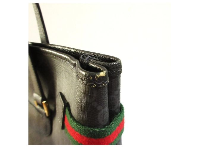 Borsa Tote GUCCI Vintage GG Supreme Sherry Line Nero - vista 10