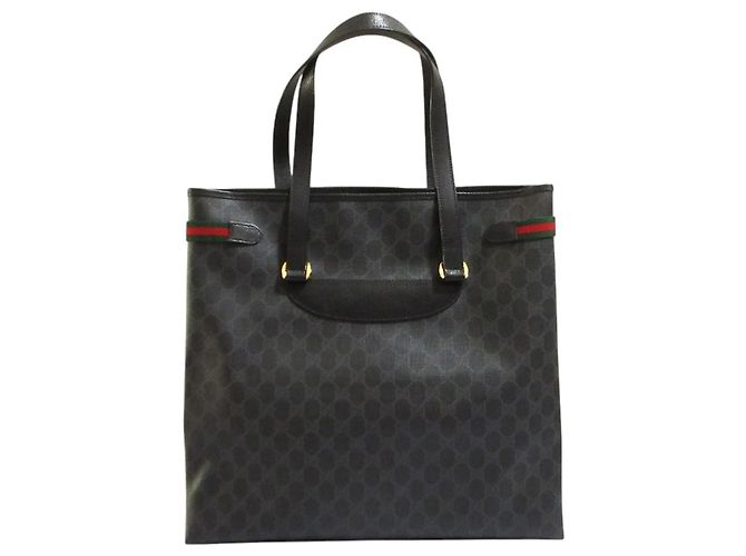 Borsa Tote GUCCI Vintage GG Supreme Sherry Line Nero - vista 3