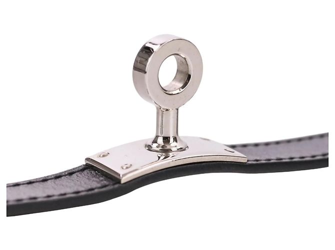 Bracciale Kelly Double Tour in pelle Strand Hermès Nero Argento - vista 10