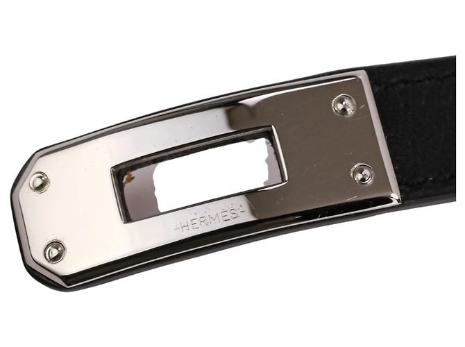 Bracciale Kelly Double Tour in pelle Strand Hermès Nero Argento - vista 11