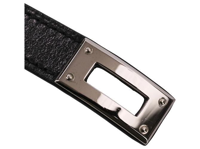 Bracciale Kelly Double Tour in pelle Strand Hermès Nero Argento - vista 12
