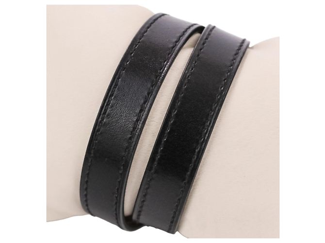 Bracciale Kelly Double Tour in pelle Strand Hermès Nero Argento - vista 17