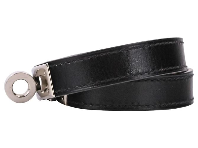 Bracciale Kelly Double Tour in pelle Strand Hermès Nero Argento - vista 2