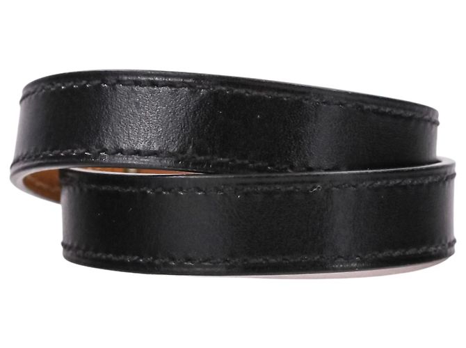 Bracciale Kelly Double Tour in pelle Strand Hermès Nero Argento - vista 3