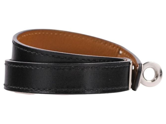 Bracciale Kelly Double Tour in pelle Strand Hermès Nero Argento - vista 4
