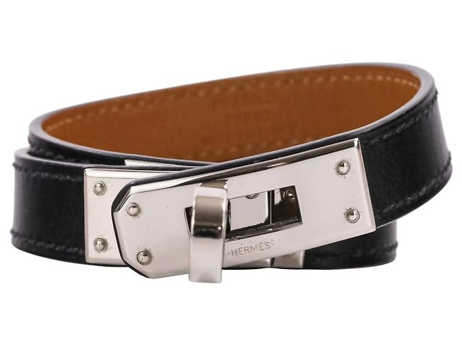 Bracciale Kelly Double Tour in pelle Strand Hermès Nero Argento - vista 5