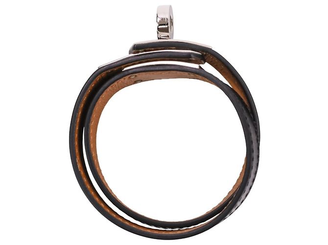 Bracciale Kelly Double Tour in pelle Strand Hermès Nero Argento - vista 7