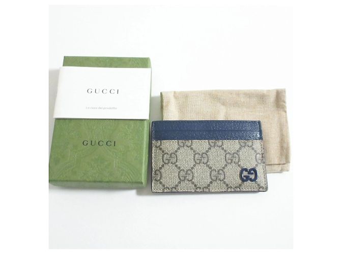 Tarjetero GG Supreme GUCCI Beige Azul marino - vista 5