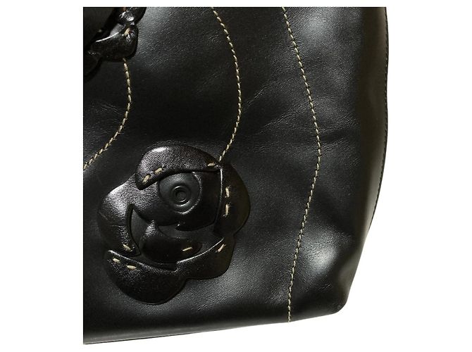 Borsa a mano in pelle con logo triangolo Prada e motivo floreale Nero - vista 13