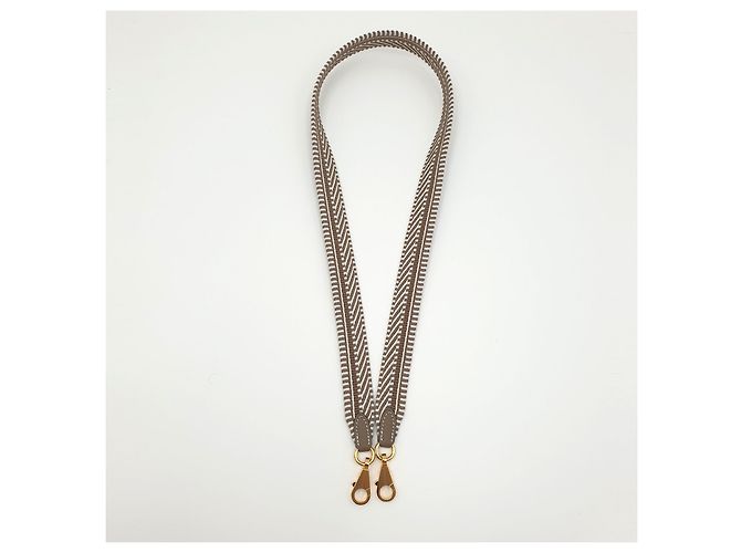 Hermès Tracolla Cavale in Pelle e Tessuto Gris Pâle Étoupe Marrone Bianco Marrone chiaro Marrone scuro - vista 5