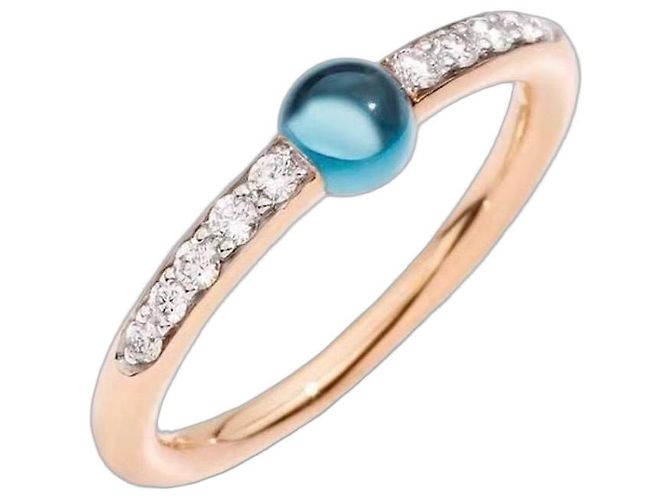 Pomellato M'ama Non M'ama Ring London Blue Topas & Diamanten Golden - Ansicht 2