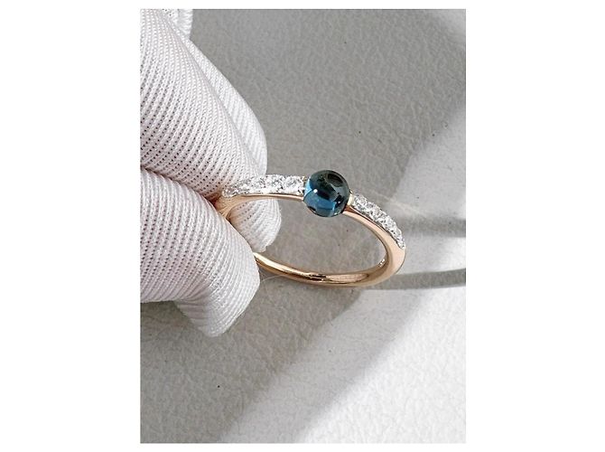 Pomellato M'ama Non M'ama Ring London Blue Topas & Diamanten Golden - Ansicht 7