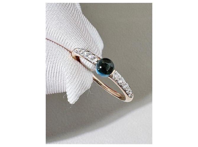 Pomellato M'ama Non M'ama Ring London Blue Topas & Diamanten Golden - Ansicht 9