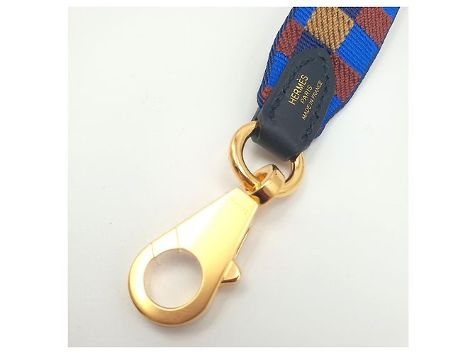 Hermès Tracolla Maxi Quadrille in pelle di vitello Swift Marrone Blu - vista 5