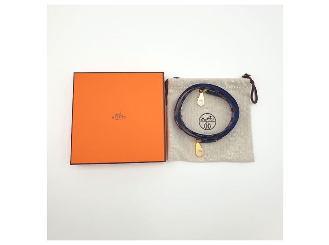 Hermès Tracolla Maxi Quadrille in pelle di vitello Swift Marrone Blu - vista 6