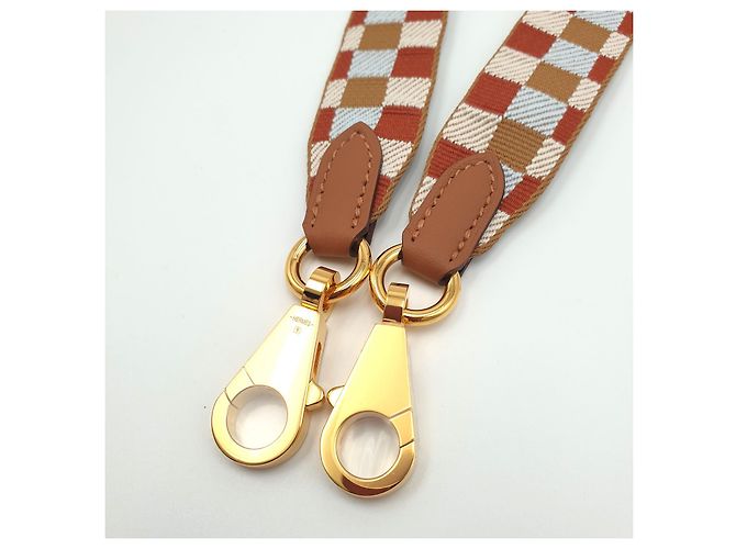 Hermès Tracolla Maxi Quadrille in pelle di vitello Swift Marrone Bianco Blu chiaro - vista 4