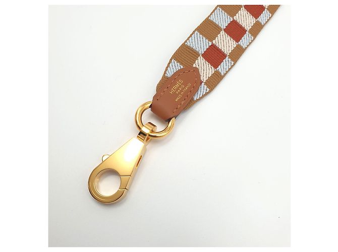 Hermès Tracolla Maxi Quadrille in pelle di vitello Swift Marrone Bianco Blu chiaro - vista 5