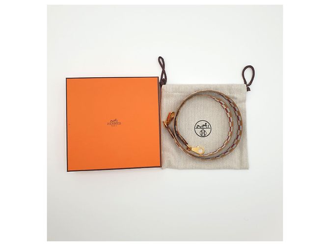 Hermès Tracolla Maxi Quadrille in pelle di vitello Swift Marrone Bianco Blu chiaro - vista 6