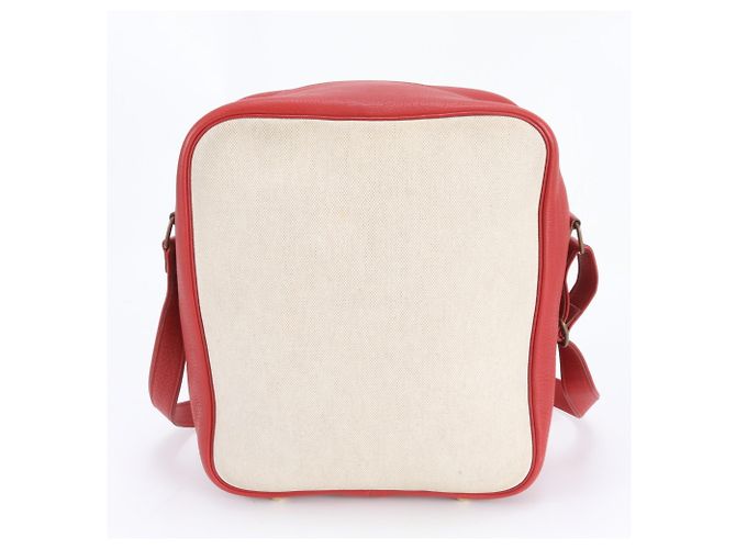 Hermès Borsa a Spalla Hermes Victoria Toile H Leather Rosso Beige - vista 2