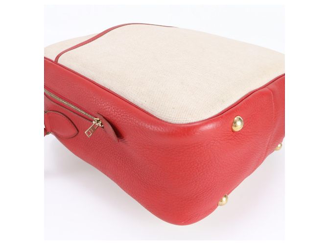 Hermès Borsa a Spalla Hermes Victoria Toile H Leather Rosso Beige - vista 4