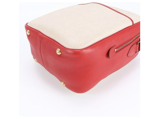 Hermès Borsa a Spalla Hermes Victoria Toile H Leather Rosso Beige - vista 5