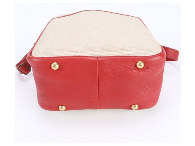 Hermès Borsa a Spalla Hermes Victoria Toile H Leather Rosso Beige - vista 6