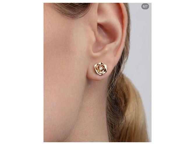 Orecchini a lobo Piaget Rose in oro rosa e diamanti D'oro - vista 4