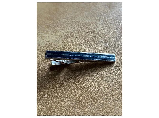 Autre Marque Fermi cravatta S.T. Dupont in argento e smalto blu Blu navy Silver hardware - vista 11