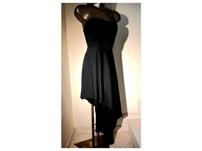 Mangano schwarzes asymmetrisches trägerloses Abendkleid - Ansicht 10