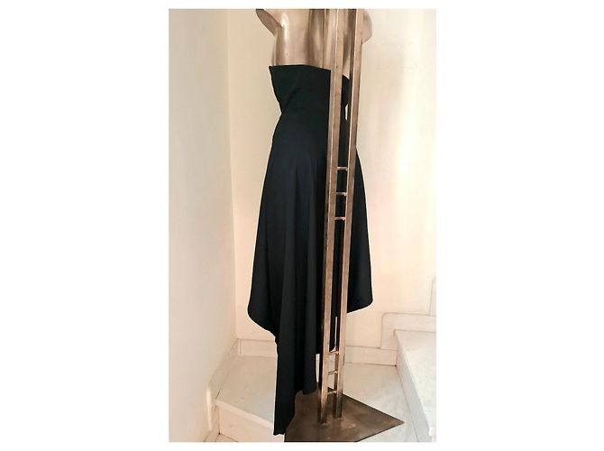 Mangano schwarzes asymmetrisches trägerloses Abendkleid - Ansicht 11