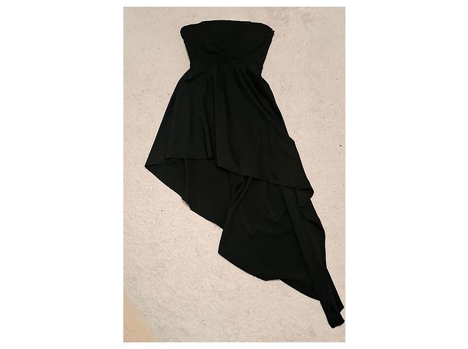 Mangano schwarzes asymmetrisches trägerloses Abendkleid - Ansicht 12