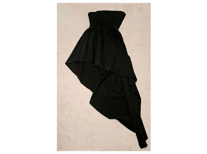 Mangano schwarzes asymmetrisches trägerloses Abendkleid - Ansicht 13