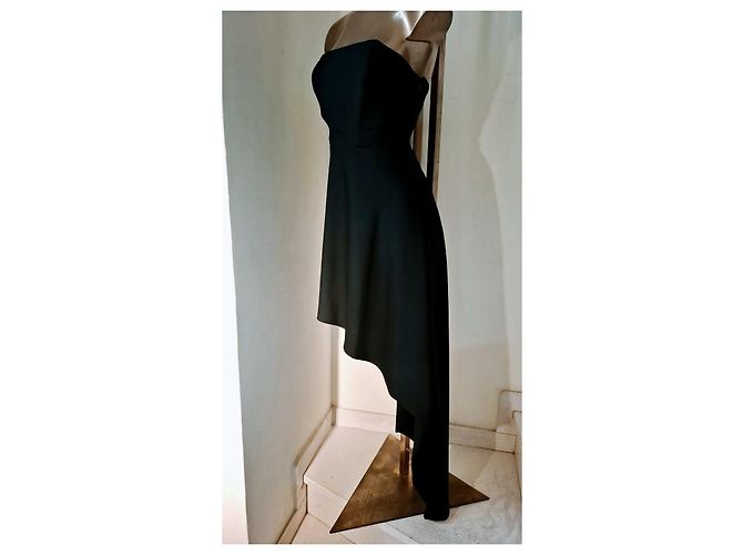 Mangano schwarzes asymmetrisches trägerloses Abendkleid - Ansicht 2