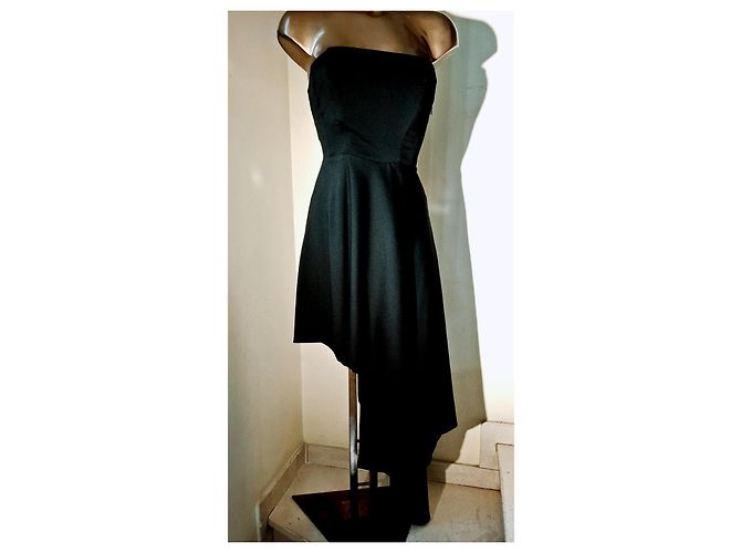 Mangano schwarzes asymmetrisches trägerloses Abendkleid - Ansicht 3