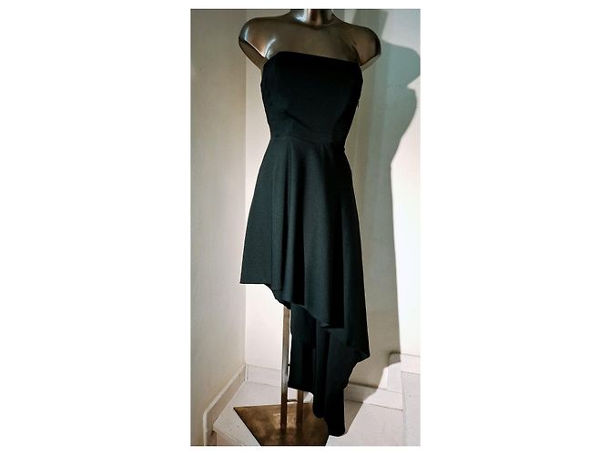Mangano schwarzes asymmetrisches trägerloses Abendkleid - Ansicht 4