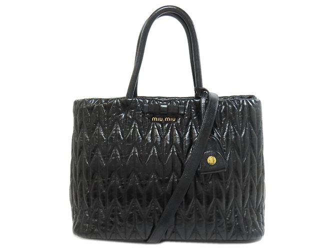 Bolso de mano de piel de becerro con lazo Miu Miu Negro - vista 11