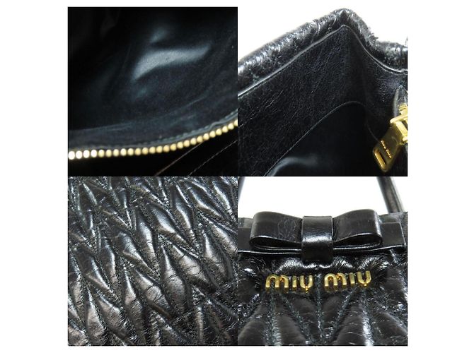 Bolso de mano de piel de becerro con lazo Miu Miu Negro - vista 8