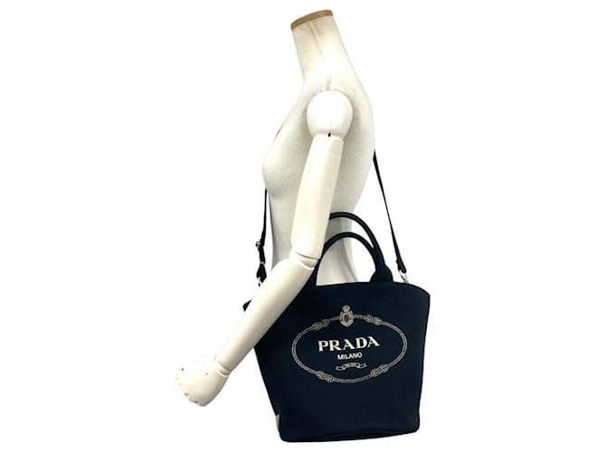 Borsa Tote Prada Canapa Nero - vista 8