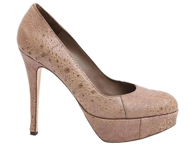 Gianvito Rossi Décolleté in Pelle Texturizzata Beige - vista 2