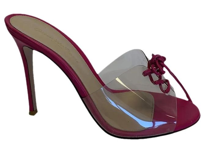 Sandali Gianvito Rossi in pelle rosa e PVC - vista 2
