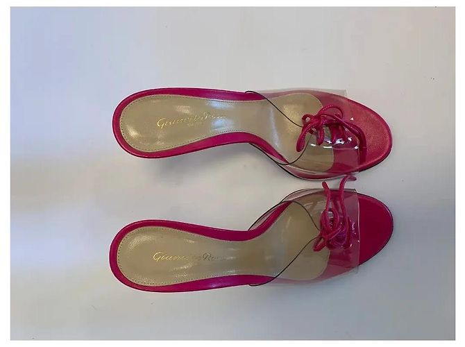 Sandali Gianvito Rossi in pelle rosa e PVC - vista 3
