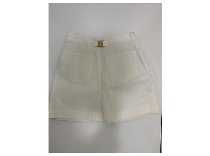 Fendi Mini Shorts de Denim Blanco - vista 2