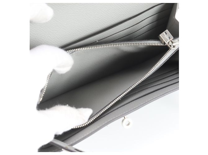 Hermès Kelly Long Wallet aus grauem Epsom-Leder Braun - Ansicht 6