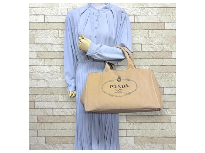 Borsa Tote Prada Canapa L Beige - vista 2
