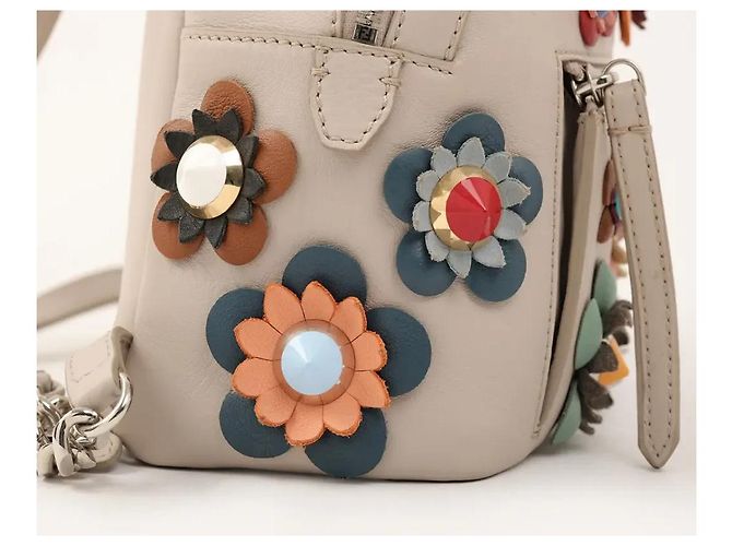 Fendi By The Way Floral Leder-Rucksack Mehrfarben Beige - Ansicht 2
