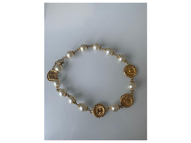 Chanel Bracciale in Perle e Maglie Dorate Bianco D'oro - vista 5